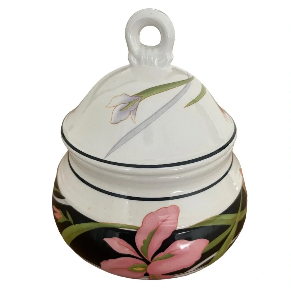 Sango Allure Sugar Bowl W/Lid Pink Flowers Vintage - Picture 5 of 12